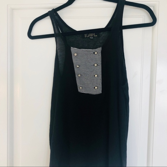 Kain Label black tank stripes & silver buttons OS - Picture 2 of 6